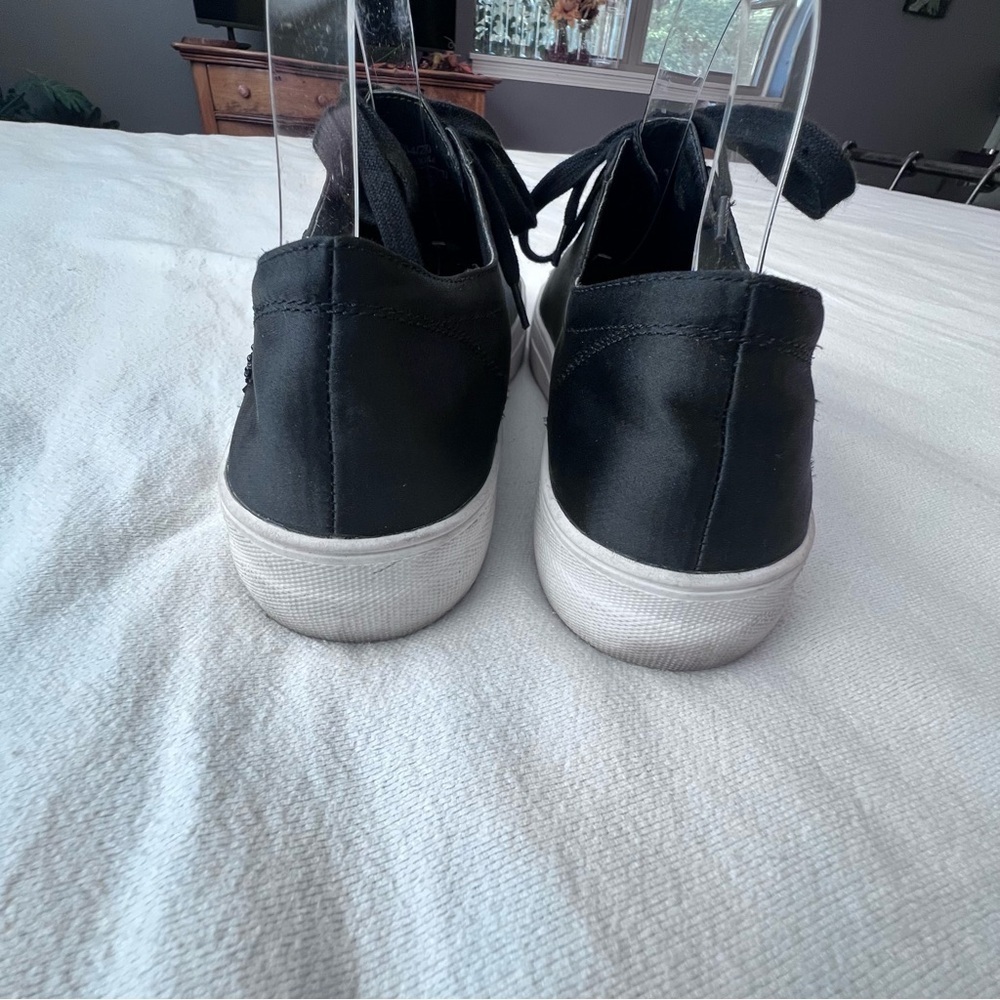ZARA Black Satin Beaded Embellished Sneakers Trainers Lace Up Shoe Women’s 39‎ - Picture 5 of 15